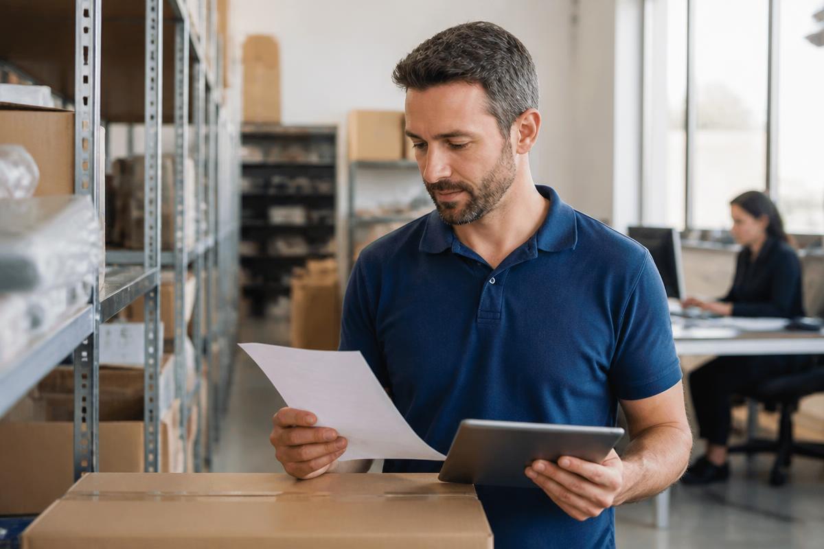 Opérateur logistique contrôlant ses bons de livraison avec Edi Cloud